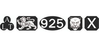 The A Little Trinket hallmark comprising of the ALT sponsor's mark, lion rampant to denote sterling silver, '925' international symbol for sterling silver, leopard's head from London Assay Office and date letter 'x' for 2022