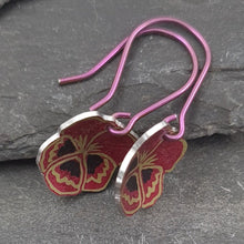 Red with Yellow Pansy Anodised Aluminium Earrings a Earrings from A Little Trinket
