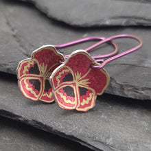 Red with Yellow Pansy Anodised Aluminium Earrings a Earrings from A Little Trinket