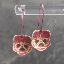 Red with Yellow Pansy Anodised Aluminium Earrings a Earrings from A Little Trinket