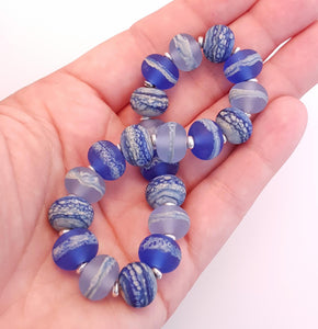 Blue Marble Glass Bead Stretch Bracelet a Bracelet from A Little Trinket