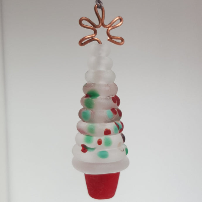 Glass Christmas Tree Ornament, Hanging - Frosted Red and Green Speckle a Ornament from A Little Trinket