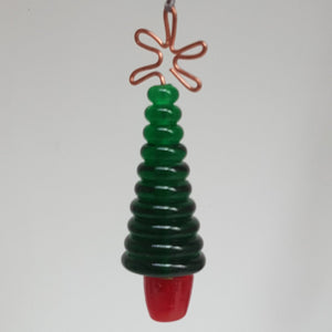 Glass Christmas Tree Ornament, Hanging - Green and Red a Ornament from A Little Trinket