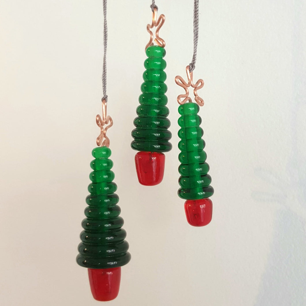 Glass Christmas Tree Ornament, Hanging - Green and Red a Ornament from A Little Trinket