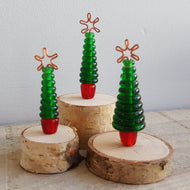 Glass Christmas Tree Ornament, set of 3 - Green and Red a Ornament from A Little Trinket