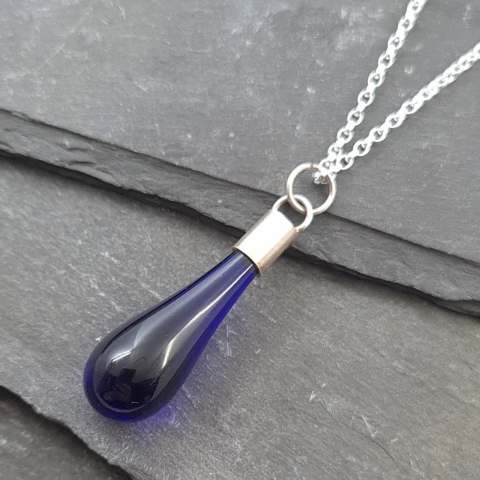 Glass Droplet Necklace in Cobalt Blue a Necklace from A Little Trinket