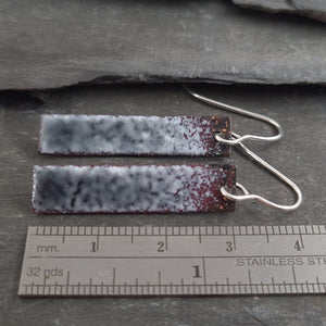 Grey and white enamelled and oxidised copper earrings on sterling silver wires a Earrings from A Little Trinket