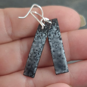 Grey and white enamelled and oxidised copper earrings on sterling silver wires a Earrings from A Little Trinket