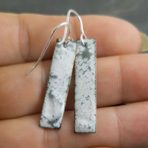 Grey and white enamelled copper earrings on sterling silver wires a Earrings from A Little Trinket