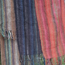 Hand Woven Striped Scarf in Lambs Wool, Kid Mohair and Silk - muted Autumn shades a Scarf from A Little Trinket