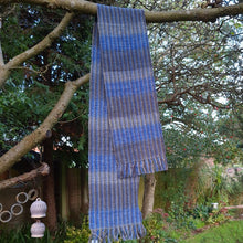 Handwoven Unisex Scarf, Blue & Grey in a wool blend a Scarf from A Little Trinket