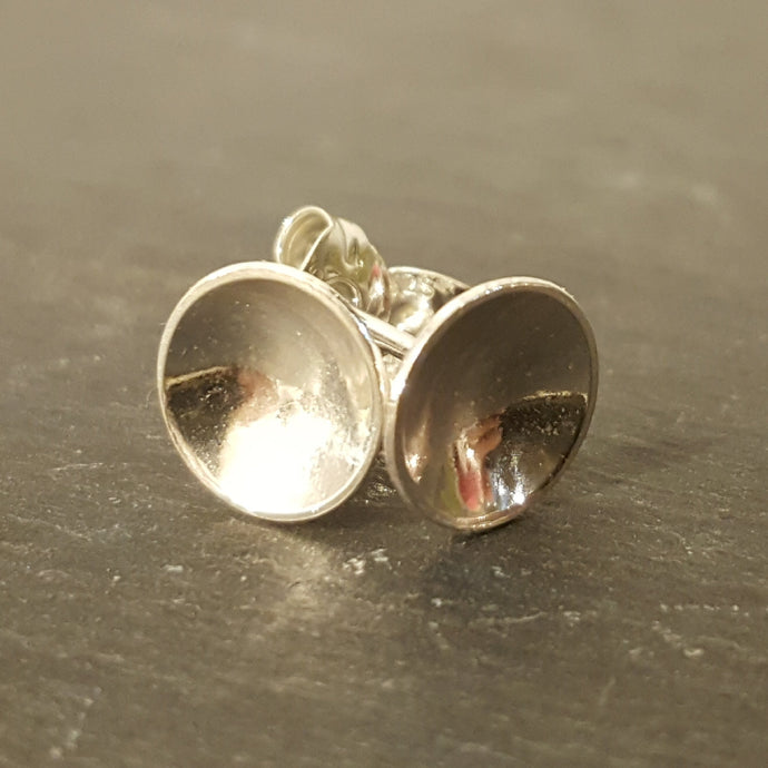 Little Domed Stud Earrings in Sterling Silver with butterfly backs
