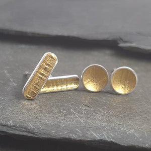 Keum Boo (Gold) and Silver Stud Earrings a Earrings from A Little Trinket