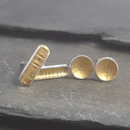 Keum Boo (Gold) and Silver Stud Earrings a Earrings from A Little Trinket