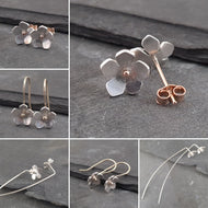 Little Blossom 9ct Gold & Sterling Silver Earrings a Earrings from A Little Trinket
