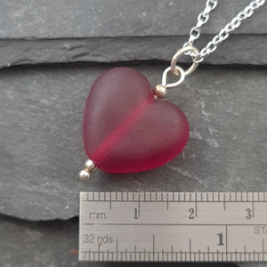 Medium Frosted Red Heart Necklace a Necklace from A Little Trinket