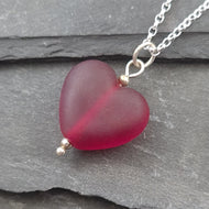 Medium Frosted Red Heart Necklace a Necklace from A Little Trinket