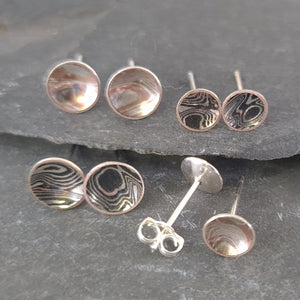 Mokume Gane Sterling Silver & Copper Stud Earrings a Earrings from A Little Trinket