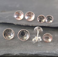 Mokume Gane Sterling Silver & Copper Stud Earrings a Earrings from A Little Trinket