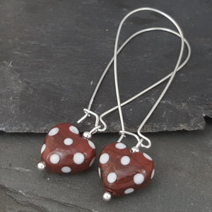 Polka Dotty Collection - Heart Earrings - The Colours - Long length a Earrings from A Little Trinket
