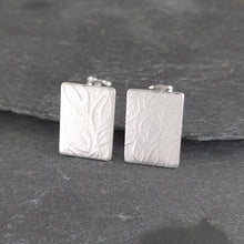 Textured Rectangular Tab Earrings in Sterling Silver a Earrings from A Little Trinket