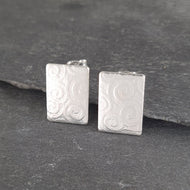 Textured Rectangular Tab Earrings in Sterling Silver a Earrings from A Little Trinket