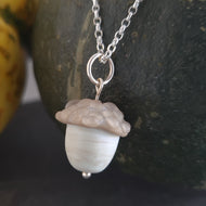 Unique Etched Cream Acorn Necklace a Necklace from A Little Trinket