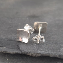 Wonky Square Textured Silver Stud Earrings a Earrings from A Little Trinket