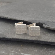 Wonky Square Textured Silver Stud Earrings a Earrings from A Little Trinket